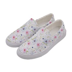 Floral Pink Blue Women s Canvas Slip Ons