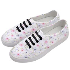 Floral Pink Blue Women s Classic Low Top Sneakers by HermanTelo