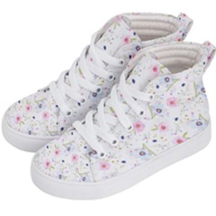 Floral Pink Blue Kids  Hi-top Skate Sneakers