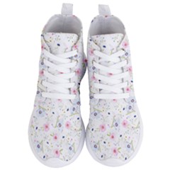 Floral Pink Blue Women s Lightweight High Top Sneakers