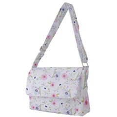 Floral Pink Blue Full Print Messenger Bag