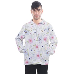 Floral Pink Blue Men s Half Zip Pullover