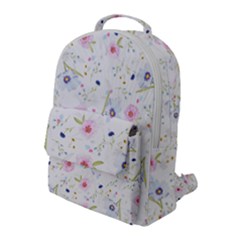 Floral Pink Blue Flap Pocket Backpack (large)