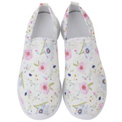 Floral Pink Blue Men s Slip On Sneakers by HermanTelo