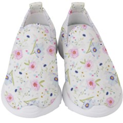 Floral Pink Blue Kids  Slip On Sneakers by HermanTelo