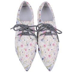 Floral Pink Blue Pointed Oxford Shoes