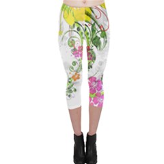 Flowers Floral Capri Leggings 