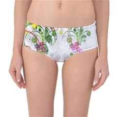 Flowers Floral Mid-waist Bikini Bottoms