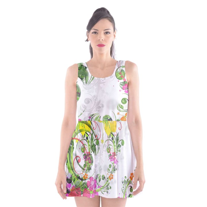 Flowers Floral Scoop Neck Skater Dress