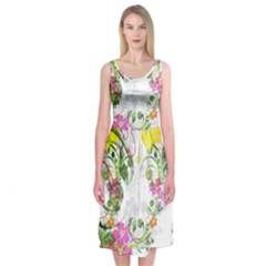 Flowers Floral Midi Sleeveless Dress by HermanTelo