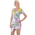 Flowers Floral Short Sleeve Asymmetric Mini Dress View1