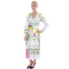 Flowers Floral Velvet Maxi Wrap Dress