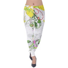 Flowers Floral Velvet Leggings