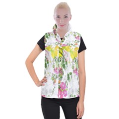 Flowers Floral Women s Button Up Vest by HermanTelo