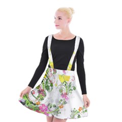 Flowers Floral Suspender Skater Skirt