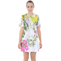 Flowers Floral Sixties Short Sleeve Mini Dress