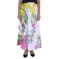 Flowers Floral Flared Maxi Skirt