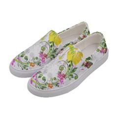 Flowers Floral Women s Canvas Slip Ons by HermanTelo