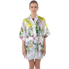 Flowers Floral Quarter Sleeve Kimono Robe