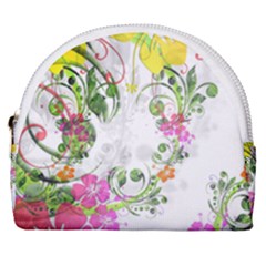 Flowers Floral Horseshoe Style Canvas Pouch