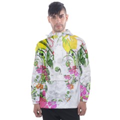 Flowers Floral Men s Front Pocket Pullover Windbreaker