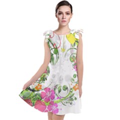 Flowers Floral Tie Up Tunic Dress by HermanTelo