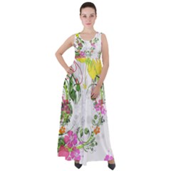 Flowers Floral Empire Waist Velour Maxi Dress