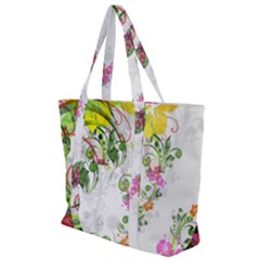 Flowers Floral Zip Up Canvas Bag