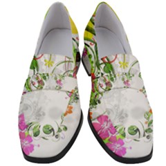 Flowers Floral Women s Chunky Heel Loafers