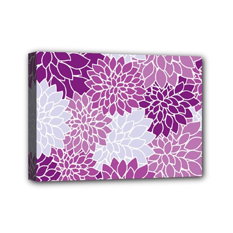 Floral Purple Mini Canvas 7  X 5  (stretched)