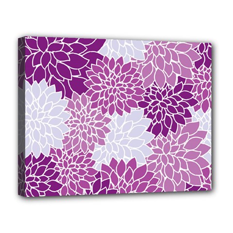 Floral Purple Canvas 14  X 11  (stretched) by HermanTelo