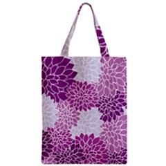 Floral Purple Zipper Classic Tote Bag by HermanTelo