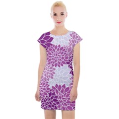 Floral Purple Cap Sleeve Bodycon Dress by HermanTelo