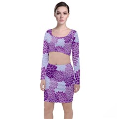 Floral Purple Top And Skirt Sets