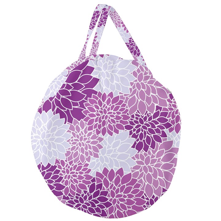 Floral Purple Giant Round Zipper Tote