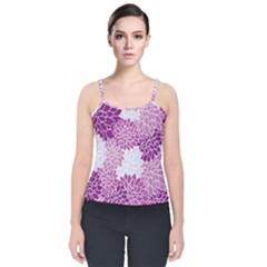 Floral Purple Velvet Spaghetti Strap Top