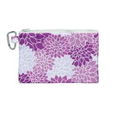 Floral Purple Canvas Cosmetic Bag (medium) by HermanTelo