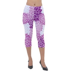 Floral Purple Lightweight Velour Capri Leggings 