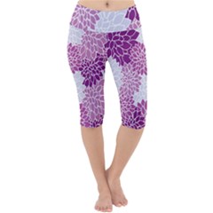 Floral Purple Lightweight Velour Cropped Yoga Leggings