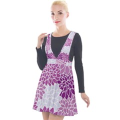 Floral Purple Plunge Pinafore Velour Dress