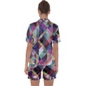 Geometric Blue Violet Pink Satin Short Sleeve Pyjamas Set View2