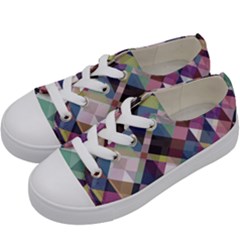 Geometric Blue Violet Pink Kids  Low Top Canvas Sneakers