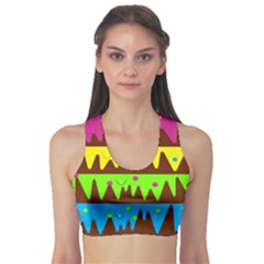 Illustration Abstract Graphic Rainbow Sports Bra