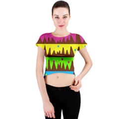 Illustration Abstract Graphic Rainbow Crew Neck Crop Top by HermanTelo