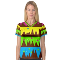 Illustration Abstract Graphic Rainbow V-neck Sport Mesh Tee