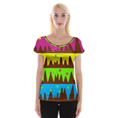 Illustration Abstract Graphic Rainbow Cap Sleeve Top by HermanTelo