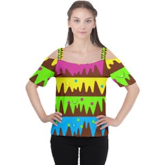 Illustration Abstract Graphic Rainbow Cutout Shoulder Tee