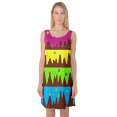 Illustration Abstract Graphic Rainbow Sleeveless Satin Nightdress