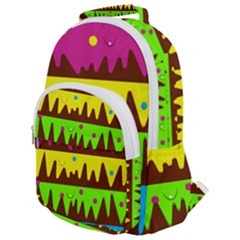 Illustration Abstract Graphic Rainbow Rounded Multi Pocket Backpack