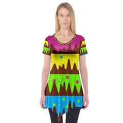 Illustration Abstract Graphic Rainbow Short Sleeve Tunic  by HermanTelo